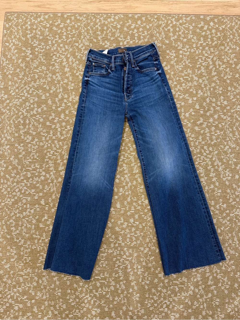 MOTHER Wide-Leg Jeans in Dark Blue Denim